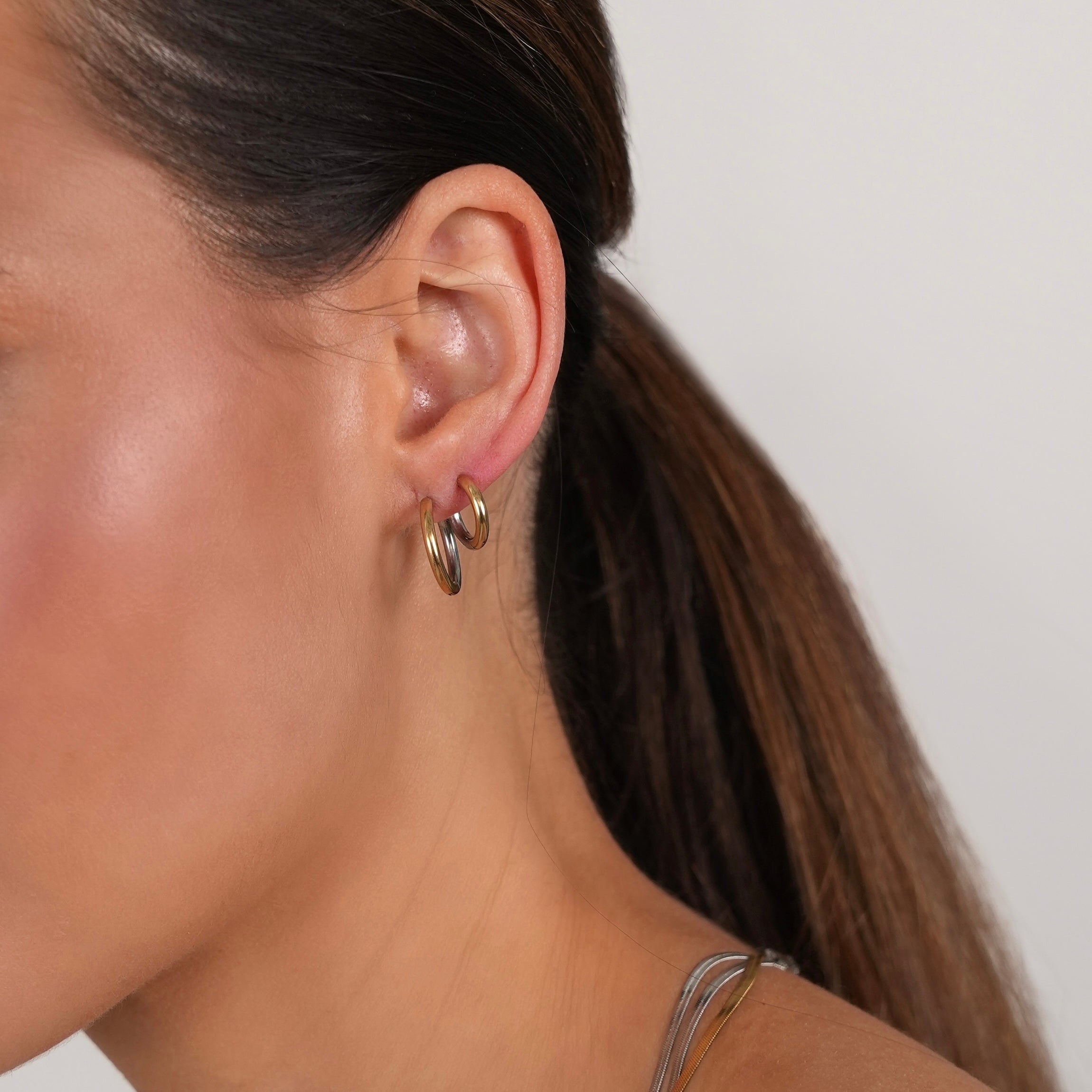 Plain Earrings 15 mm Bicolor