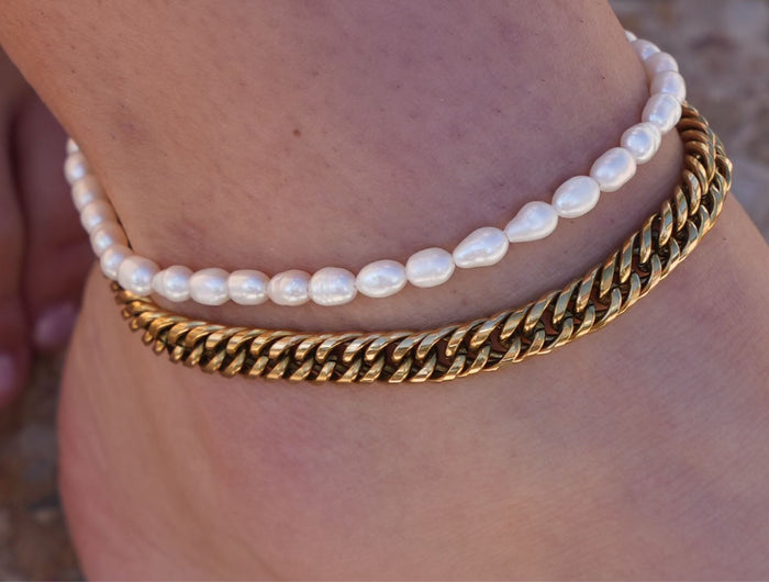 Enkelbandjes Set met Hartjes En Diamanten Kruis Enkelbandjes Set met Hartjes En Diamanten Kruis